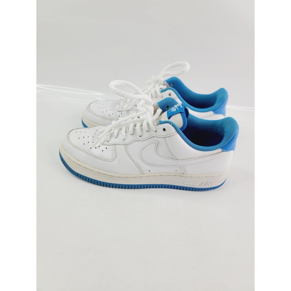 Nike Air Force 1 Leather Casual Sneakers Men's Size 8 White/Blue - Picture 2 of 11